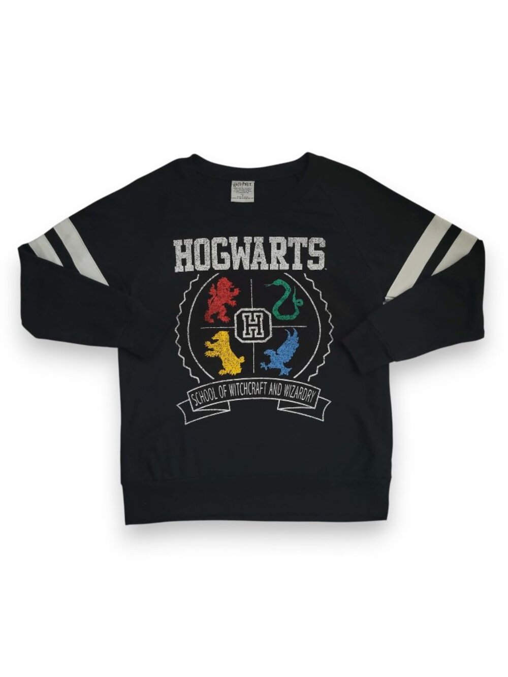 Harry Potter Hogwarts Sweatshirt Medium *Runs Small* Black Crewneck Graphic Top